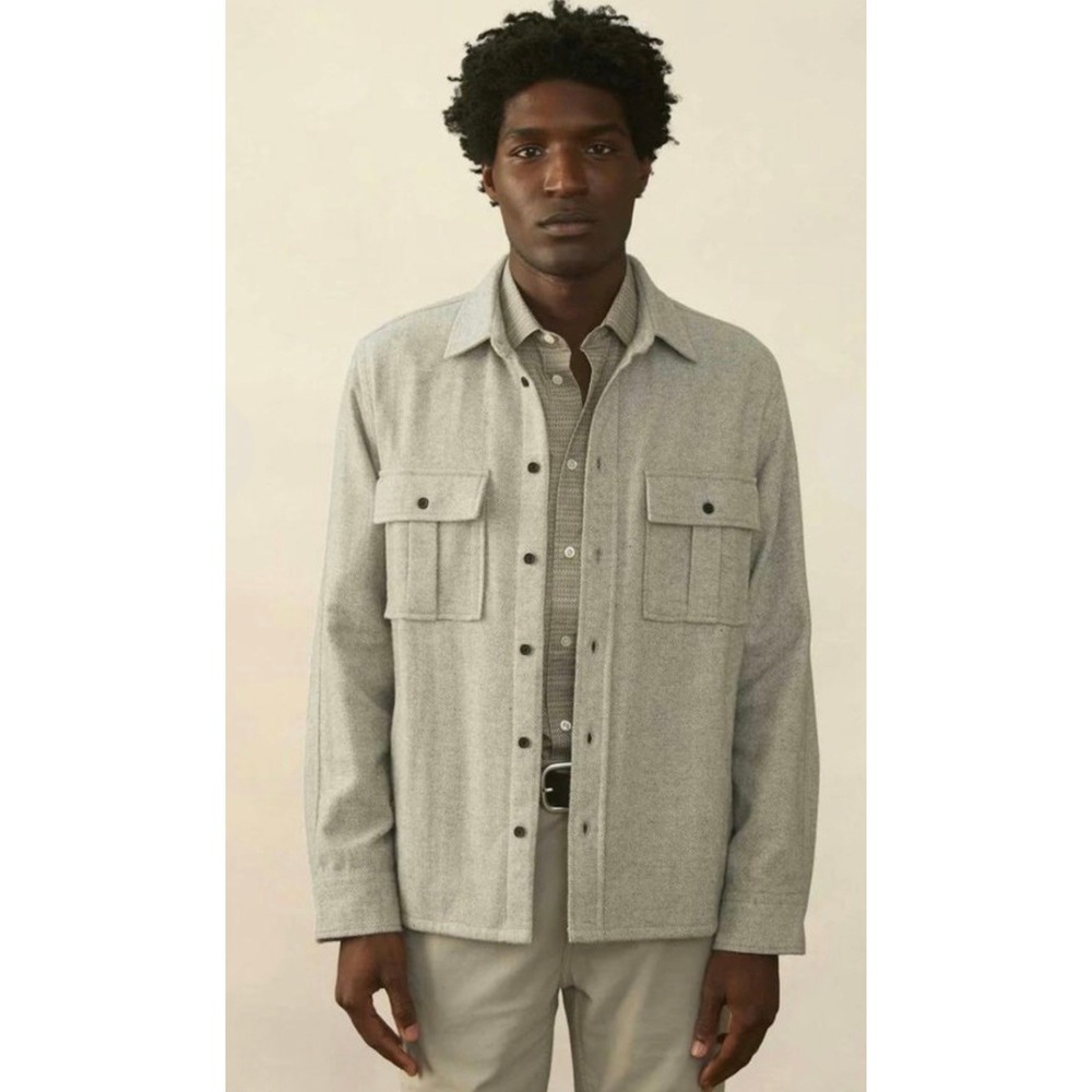 NWT‎ Billy Reid Safari Over Shirt Mens XL Light Grey Wool Blend Relaxed Fit